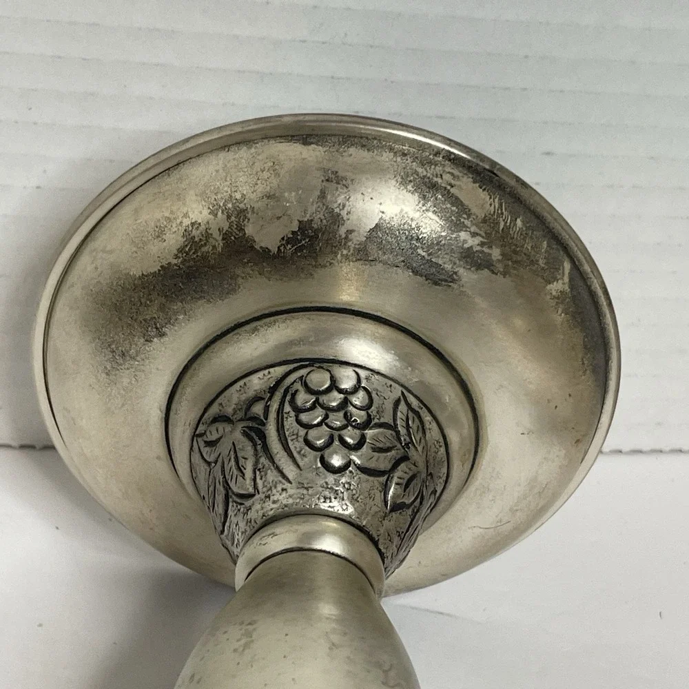 Pottery Barn Candlestick Three Primitive Farmhouse English Cottage Silver tone